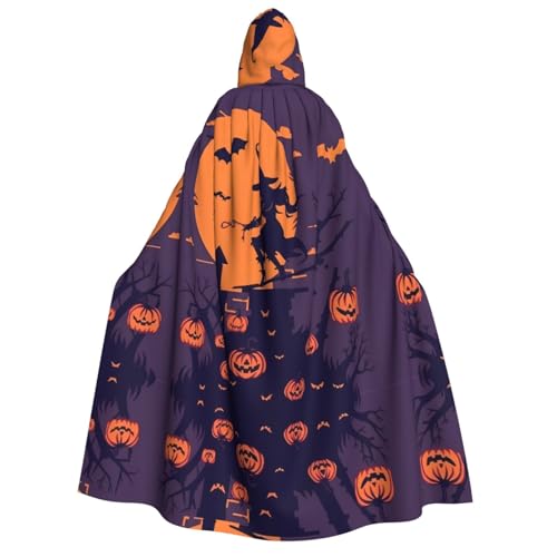 Apbdffjnf (Halloween-Hexe fliegend) Druck Erwachsene dicker Kapuzenumhang Unisex Umhang mit Kapuze Halloween Kapuzenumhang für Damen Herren weich und elastisch von Apbdffjnf