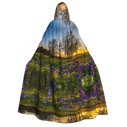Apbdffjnf (Lavender Meadow at Sunset Spring) Print Erwachsene Dicker Kapuzenumhang Unisex Umhang mit Kapuze Halloween Kapuzenumhang für Damen Herren Weich und Elastisch von Apbdffjnf