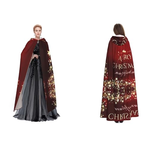 Apbdffjnf (Merry Christmas) Bedruckter Kapuzenumhang für Erwachsene, geheimnisvoller Kapuzenumhang für Halloween, Kostümparty, Weihnachten, Cosplay von Apbdffjnf