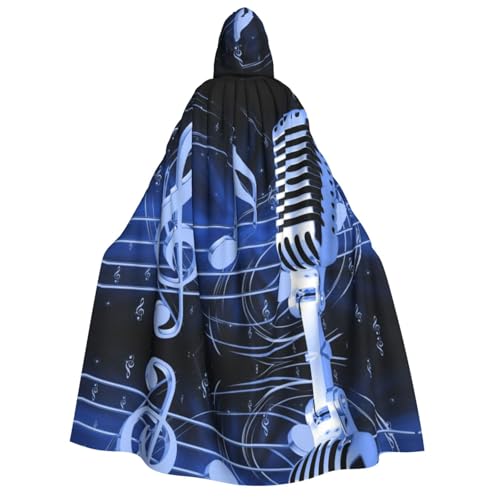 Apbdffjnf (Mikrofon mit Musiknoten) Druck, Erwachsenen-Umhang, dicker Kapuzenumhang, Unisex, Umhang mit Kapuze, Halloween-Kapuzenumhang für Damen und Herren, weich und elastisch von Apbdffjnf