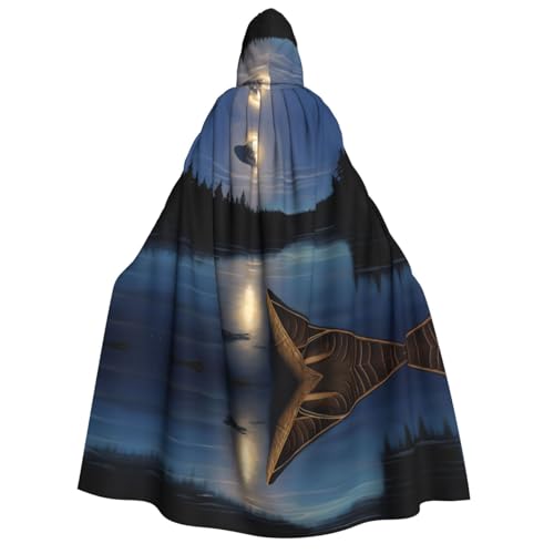 Apbdffjnf (Moonlit Canu Allagash River) Print Adult Thick Hooded Cloak Unisex Cloak with Hood, Halloween Hooded Cape for Women Men Soft and Elastic von Apbdffjnf