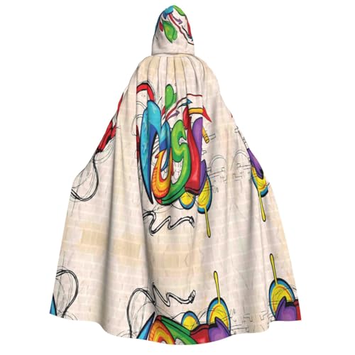 Apbdffjnf (Musikstil) Druck Erwachsene Dicker Kapuzenumhang Unisex Umhang mit Kapuze Halloween Kapuzenumhang für Damen Herren Weich und Elastisch von Apbdffjnf