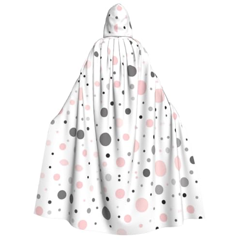 Apbdffjnf (Rosa/Grau/Weiß, modernes Punktemuster) Druck, für Erwachsene, dicker Kapuzenumhang mit Kapuze, Unisex, Umhang mit Kapuze, Halloween-Kapuzenumhang für Damen und Herren, weich und elastisch von Apbdffjnf