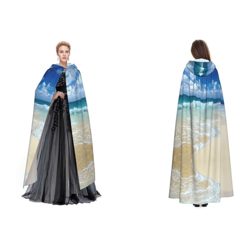 Apbdffjnf (Serene Coastal) Print Erwachsene Kapuzenumhang Mysteriöser Kapuzenumhang für Halloween Kostüm Party Weihnachten Cosplay von Apbdffjnf