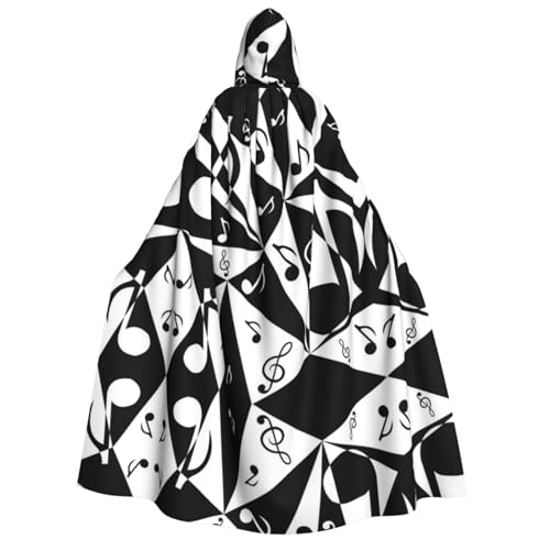 Apbdffjnf (Stilvolles Musiknotenmuster) Druck Erwachsene dicker Kapuzenumhang Unisex Umhang mit Kapuze, Halloween Kapuzenumhang für Damen und Herren, weich und elastisch von Apbdffjnf