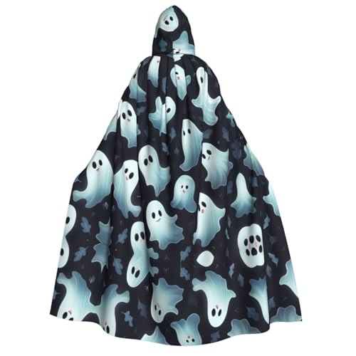 Apbdffjnf (Süßes weißes Geister-Halloween-Muster) Druck Erwachsene dicker Kapuzenumhang Unisex Umhang mit Kapuze, Halloween-Kapuzenumhang für Damen und Herren, weich und elastisch von Apbdffjnf