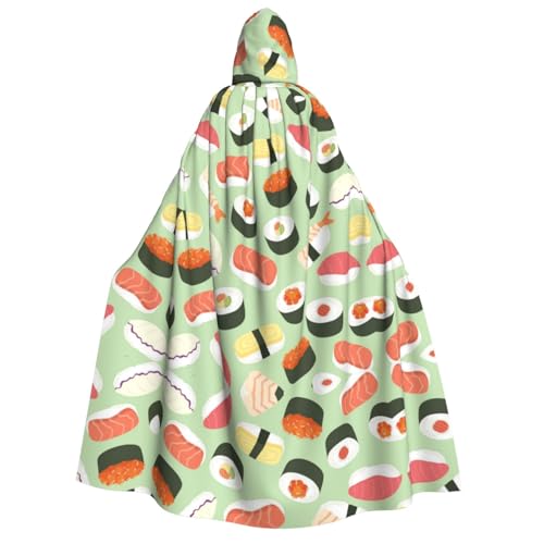 Apbdffjnf (Sushi-Essen-Muster) Druck, Erwachsenen-Umhang, dicker Kapuzenumhang, Unisex, Umhang mit Kapuze, Halloween-Kapuzenumhang für Damen und Herren, weich und elastisch von Apbdffjnf