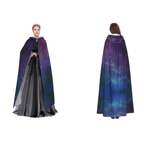 Apbdffjnf (Universum mit Sternen und Galaxie Interstellar) Druck Erwachsene Kapuzenumhang Mysteriöser Kapuzenumhang für Halloween Kostüm Party Weihnachten Cosplay von Apbdffjnf