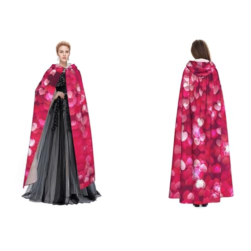 Apbdffjnf (Valentinstag Love Heart) Druck Erwachsene Kapuzenumhang Mysteriöser Kapuzenumhang für Halloween Kostüm Party Weihnachten Cosplay von Apbdffjnf