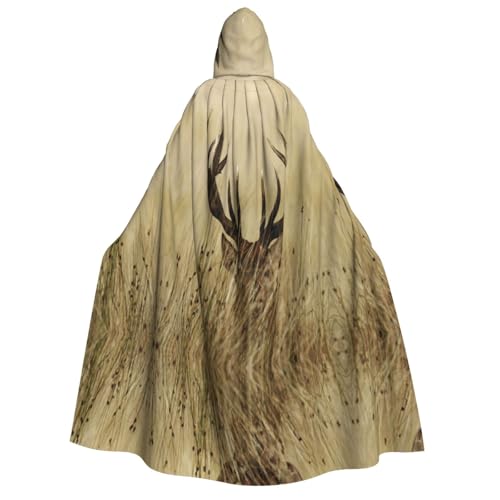 Apbdffjnf (Weißschwanz-Rehkitz in Wildnis-Hirsch) Aufdruck, für Erwachsene, dicker Kapuzenumhang mit Kapuze, Unisex, Umhang mit Kapuze, Halloween-Kapuzenumhang für Damen und Herren, weich und von Apbdffjnf