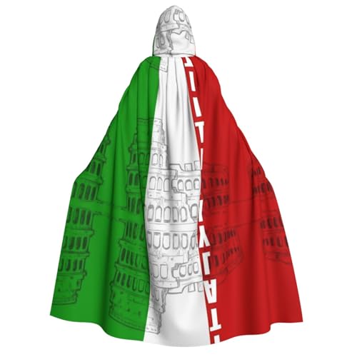 Apbdffjnf (römisches Kolosseum italienische Flagge) Druck, Erwachsene, dicker Kapuzenumhang mit Kapuze, Unisex, Umhang mit Kapuze, Halloween-Kapuzenumhang für Damen und Herren, weich und elastisch von Apbdffjnf