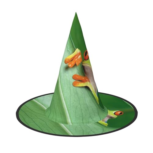 Apbdffjnf Baum Frosch Druck Halloween Hexenhut Spitz Hexenhut Kostüm Zubehör für Halloween Party Dekoration von Apbdffjnf