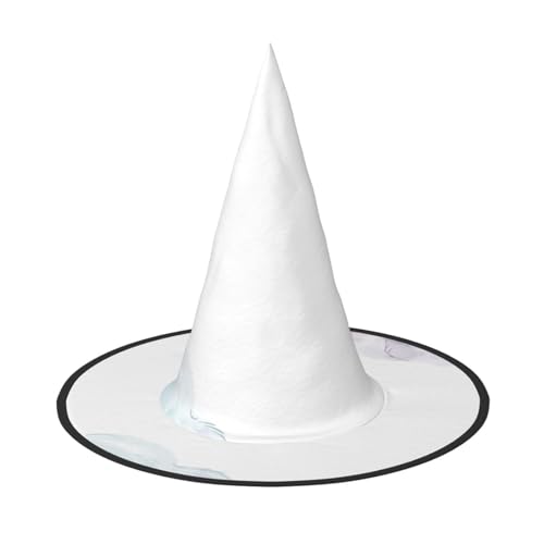 Apbdffjnf Blaue lila Blumen und grüne Blätter Druck Halloween Hexenhut Spitzer Hexenhut Kostüm Zubehör für Halloween Party Dekoration von Apbdffjnf