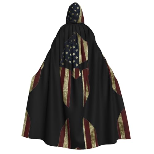 Apbdffjnf Dicker Kapuzenumhang für Erwachsene, Motiv: USA-Flagge, amerikanischer Spartaner, Unisex, Umhang mit Kapuze, Halloween-Kapuzenumhang für Damen und Herren, weich und elastisch von Apbdffjnf