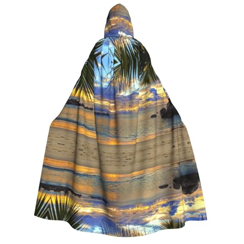 Apbdffjnf Dicker Kapuzenumhang für Erwachsene, Sonnenuntergang am Strand, Unisex, Umhang mit Kapuze, Halloween-Kapuzenumhang für Damen und Herren, weich und elastisch von Apbdffjnf