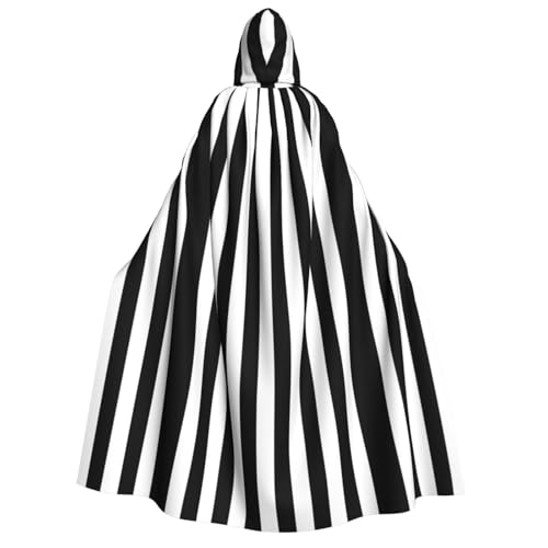 Apbdffjnf Dicker Kapuzenumhang für Erwachsene, Unisex, mit Kapuze, schwarz-weiß gestreift, Halloween-Kapuzenumhang für Damen und Herren, weich und elastisch von Apbdffjnf
