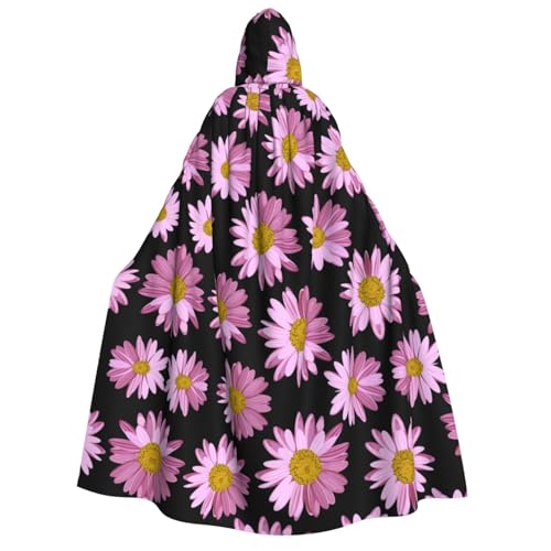 Apbdffjnf Dicker Kapuzenumhang für Erwachsene, gepunktet, rosa Blume, Unisex, Umhang mit Kapuze, Halloween-Kapuzenumhang für Damen und Herren, weich und elastisch von Apbdffjnf