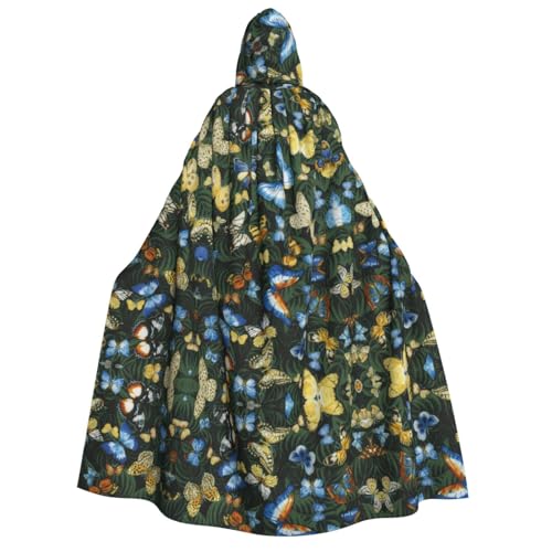 Apbdffjnf Dicker Kapuzenumhang für Erwachsene, mit Blättern, buntem Schmetterling, Unisex, Umhang mit Kapuze, Halloween-Kapuzenumhang für Damen und Herren, weich und elastisch von Apbdffjnf
