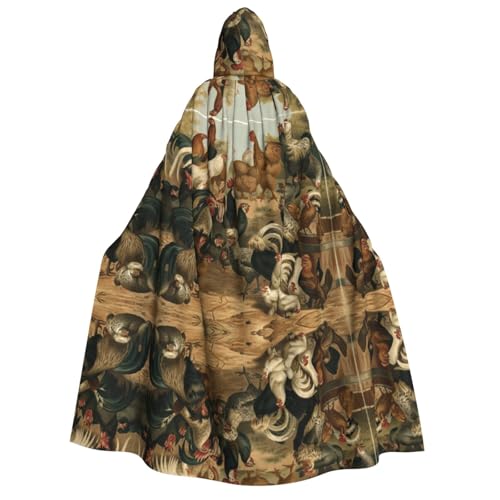 Apbdffjnf Dicker Kapuzenumhang für Erwachsene, mit Huhn- und Hahn-Aufdruck, Unisex, Umhang mit Kapuze, Halloween-Kapuzenumhang für Damen und Herren, weich und elastisch von Apbdffjnf