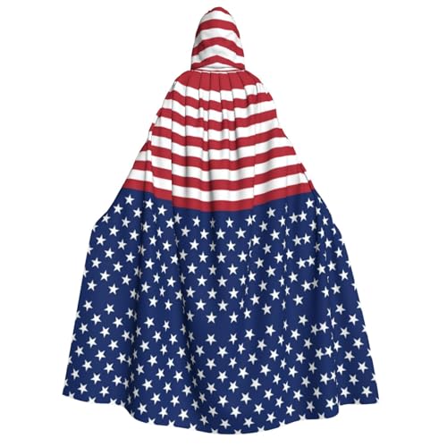 Apbdffjnf Dicker Kapuzenumhang für Erwachsene, mit amerikanischer Flagge, Sterne, Streifen, Unisex, Umhang mit Kapuze, Halloween-Kapuzenumhang für Damen und Herren, weich und elastisch von Apbdffjnf