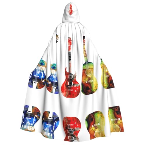 Apbdffjnf Dicker Kapuzenumhang für Erwachsene, mit buntem Gitarren-Aufdruck, Unisex, Umhang mit Kapuze, Halloween-Kapuzenumhang für Damen und Herren, weich und elastisch von Apbdffjnf