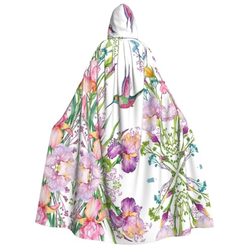 Apbdffjnf Dicker Kapuzenumhang für Erwachsene mit Kapuze (Garten mit Vögeln und Blumen), Unisex, Umhang mit Kapuze, Halloween-Kapuzenumhang für Damen und Herren, weich und elastisch von Apbdffjnf
