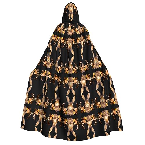 Apbdffjnf Dicker Kapuzenumhang mit Hasenrosette, Unisex, mit Kapuze, Halloween-Kapuzenumhang für Damen und Herren, weich und elastisch von Apbdffjnf