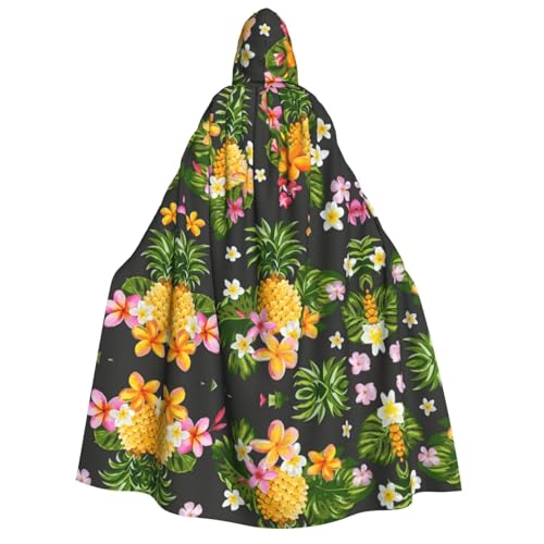 Apbdffjnf Dicker Kapuzenumhang mit Kapuze, Motiv: tropische Ananas, Hawaiianischer Druck, Unisex, Umhang mit Kapuze, Halloween-Kapuzenumhang für Damen und Herren, weich und elastisch von Apbdffjnf