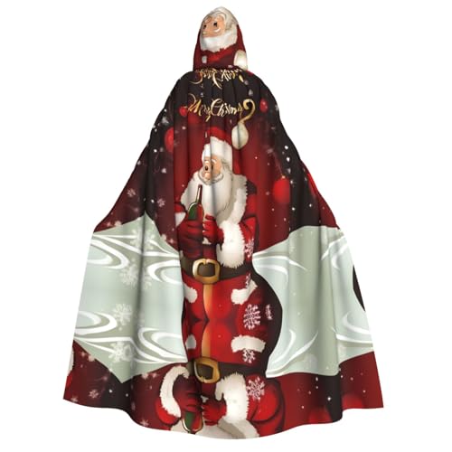 Apbdffjnf Dicker Kapuzenumhang mit Kapuze, Unisex, Motiv: Merry Christmas Santa Claus) mit Kapuze, Halloween-Umhang für Damen und Herren, weich und elastisch von Apbdffjnf