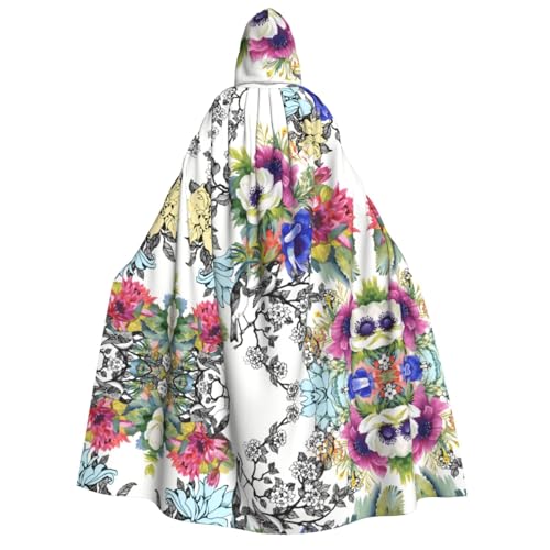Apbdffjnf Dicker Kapuzenumhang mit Kapuze, für Erwachsene, Motiv: Blumen, Vögel, Blätter, Zweige, Unisex, Umhang mit Kapuze, Halloween-Kapuzenumhang für Damen und Herren, weich und elastisch Apbdffjnf Dicker Kapuzenumhang mit Kapuze, für Erwachsene, Motiv: Blumen, Vögel, Blätter, Zweige, Unisex, Umhang mit Kapuze, Halloween-Kapuzenumhang für Damen und Herren, weich und elastisch von Apbdffjnf