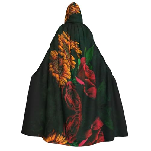 Apbdffjnf Dicker Kapuzenumhang mit Sonnenblumen- und Rosenmotiv, Unisex, Umhang mit Kapuze, Halloween-Kapuzenumhang für Damen und Herren, weich und elastisch Apbdffjnf Dicker Kapuzenumhang mit Sonnenblumen- und Rosenmotiv, Unisex, Umhang mit Kapuze, Halloween-Kapuzenumhang für Damen und Herren, weich und elastisch von Apbdffjnf
