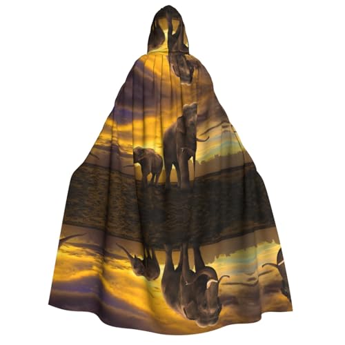 Apbdffjnf Dicker Kapuzenumhang mit Sonnenuntergang und Elefantenmotiv, Unisex, Umhang mit Kapuze, Halloween-Kapuzenumhang für Damen und Herren, weich und elastisch Apbdffjnf Dicker Kapuzenumhang mit Sonnenuntergang und Elefantenmotiv, Unisex, Umhang mit Kapuze, Halloween-Kapuzenumhang für Damen und Herren, weich und elastisch von Apbdffjnf