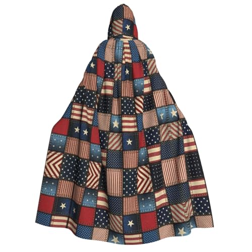 Apbdffjnf Dicker Kapuzenumhang mit amerikanischer Flagge, Unisex, Umhang mit Kapuze, Halloween-Kapuzenumhang für Damen und Herren, weich und elastisch von Apbdffjnf