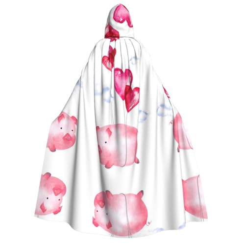 Apbdffjnf Dicker Kapuzenumhang mit lustigem Schweinchen-Aufdruck, Unisex, Umhang mit Kapuze, Halloween-Kapuzenumhang für Damen und Herren, weich und elastisch von Apbdffjnf