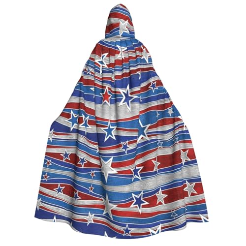 Apbdffjnf Erwachsenen-Umhang mit Kapuze (Patriotischer Sternstreifen, Unabhängigkeitstag), dicker Kapuzenumhang mit Kapuze, Unisex, Umhang mit Kapuze, für Damen und Herren, weich und elastisch von Apbdffjnf