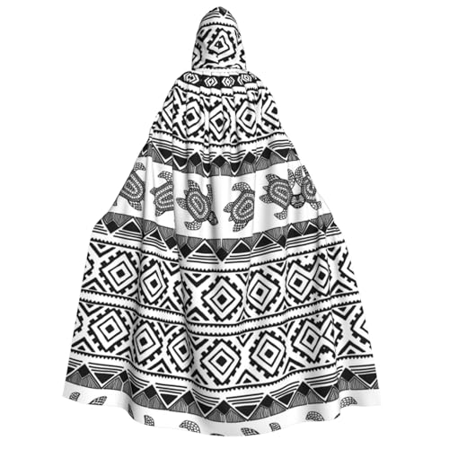 Apbdffjnf Erwachsenen-Umhang mit Kapuze (ethnische Schildkröte, gestreift), dick, Unisex, Umhang mit Kapuze, Halloween-Kapuzenumhang für Damen und Herren, weich und elastisch von Apbdffjnf