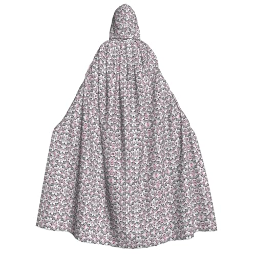 Apbdffjnf Erwachsenen-Umhang mit Kapuze (floraler Totenkopf), dick, Unisex, Umhang mit Kapuze, Halloween-Kapuzenumhang für Damen und Herren, weich und elastisch von Apbdffjnf