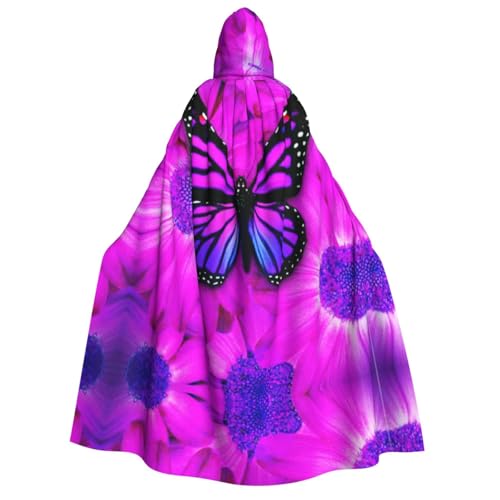 Apbdffjnf Erwachsenen-Umhang mit dicker Kapuze, violetter Schmetterling und Blume, Unisex, Umhang mit Kapuze, Halloween-Kapuzenumhang für Damen und Herren, weich und elastisch Apbdffjnf Erwachsenen-Umhang mit dicker Kapuze, violetter Schmetterling und Blume, Unisex, Umhang mit Kapuze, Halloween-Kapuzenumhang für Damen und Herren, weich und elastisch von Apbdffjnf