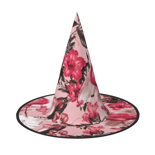 Apbdffjnf Flamingo-Blumendruck, Halloween-Hexenhut, spitzer Hexenhut, Kostümzubehör für Halloween-Party-Dekoration Apbdffjnf Flamingo-Blumendruck, Halloween-Hexenhut, spitzer Hexenhut, Kostümzubehör für Halloween-Party-Dekoration von Apbdffjnf