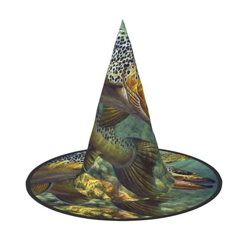 Apbdffjnf Fliegenfisch-Druck, Halloween-Hexenhut, spitzer Hexenhut, Kostümzubehör für Halloween-Party-Dekoration Apbdffjnf Fliegenfisch-Druck, Halloween-Hexenhut, spitzer Hexenhut, Kostümzubehör für Halloween-Party-Dekoration von Apbdffjnf