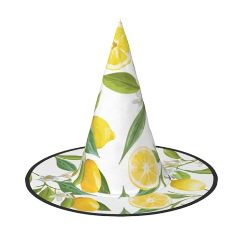 Apbdffjnf Frische tropische Zitronen Druck Halloween Hexenhut Spitzer Hexenhut Kostüm Zubehör für Halloween Party Dekoration von Apbdffjnf
