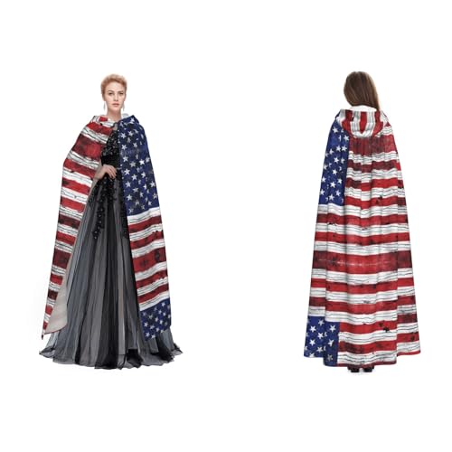 Apbdffjnf Geheimnisvoller Kapuzenumhang für Erwachsene, Amerikanische Flagge, Unabhängigkeit 4. Juli, Halloween, Party, Weihnachten, Cosplay von Apbdffjnf