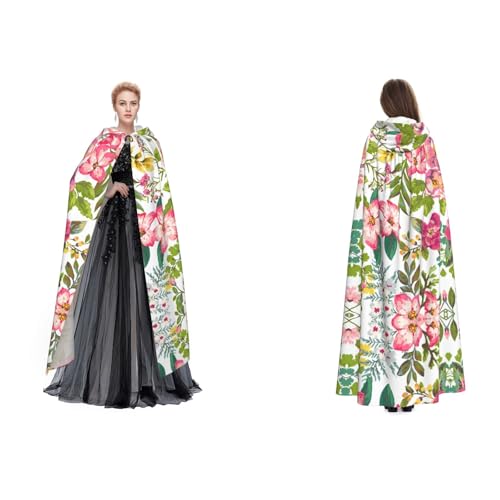 Apbdffjnf Geheimnisvoller Kapuzenumhang für Erwachsene (Hibiskusblüten) für Halloween, Party, Weihnachten, Cosplay von Apbdffjnf