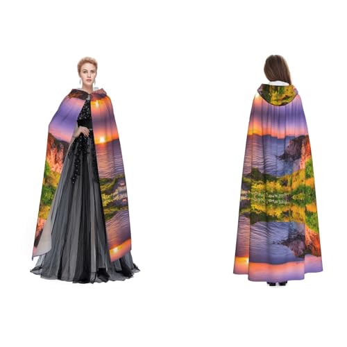 Apbdffjnf Geheimnisvoller Kapuzenumhang für Erwachsene (Irland Sonnenuntergang) für Halloween, Party, Weihnachten, Cosplay von Apbdffjnf