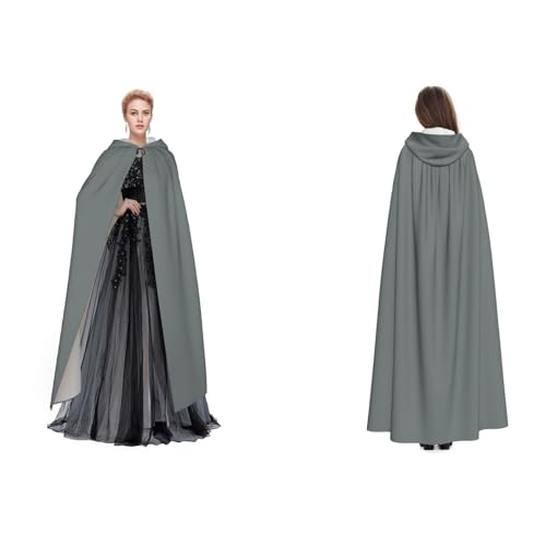 Apbdffjnf Geheimnisvoller Kapuzenumhang für Erwachsene (Kreidegrau) für Halloween, Party, Weihnachten, Cosplay von Apbdffjnf
