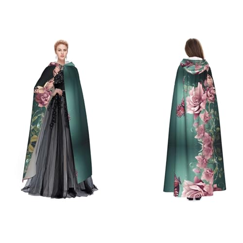 Apbdffjnf Geheimnisvoller Kapuzenumhang für Erwachsene (Orchidee, Blume, Schmetterling, süßer Frühling) für Halloween, Party, Weihnachten, Cosplay von Apbdffjnf