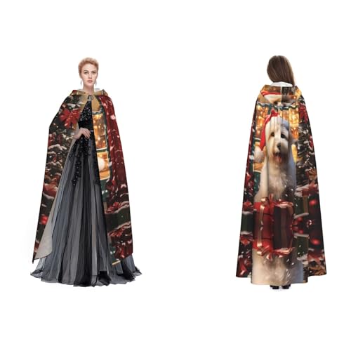 Apbdffjnf Geheimnisvoller Kapuzenumhang für Erwachsene (Weihnachtshund) für Halloween, Party, Weihnachten, Cosplay von Apbdffjnf