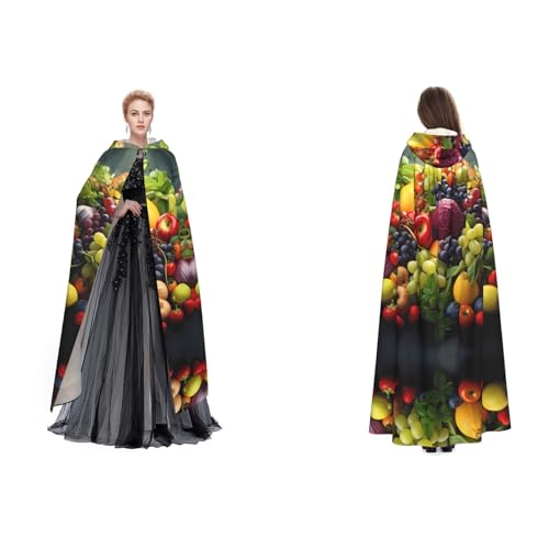 Apbdffjnf Geheimnisvoller Kapuzenumhang für Erwachsene (frisches Obst und Gemüse) für Halloween, Party, Weihnachten, Cosplay von Apbdffjnf