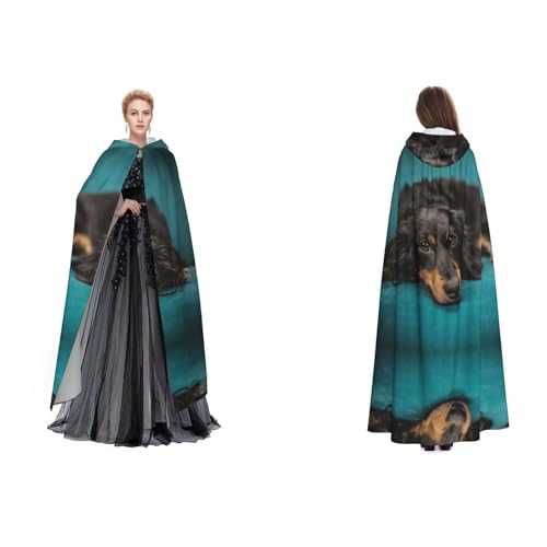 Apbdffjnf Geheimnisvoller Kapuzenumhang mit niedlichem Hundedruck, für Halloween, Party, Weihnachten, Cosplay von Apbdffjnf