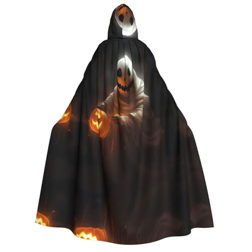 Apbdffjnf Ghost Holding A Jack O Lantern) Print Adult Thick Hooded Cloak Unisex Cloak with Hood, Halloween Hooded Cape for Women Men Soft and Elastic von Apbdffjnf